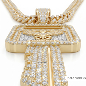VALA BROTHERS Colgante de Jesús en forma de cruz chapado en oro con Moissanita y Flores de Gemas de Colores, Amuleto Religioso para Fiestas - Product Image 6