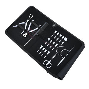 Kit d'outils pour extensions de cheveux noirs avec coupe-keratine, fil à boucle, peigne à queue, aiguilles, pinces de sectionnement et pince à extensions capillaires - Product Image 1