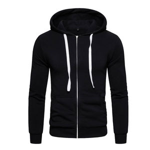 Sweat-shirt à capuche décontracté en coton molletonné pour homme, de haute qualité, avec fermeture éclair, respirant, avec poches, coupe classique, idéal pour l'hiver. - Product Image 2