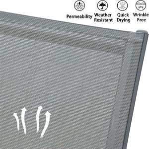 Juego de sillas de aluminio y polipropileno para exteriores, Juego de 3 mesas auxiliares de posición ajustable para playa, junto a la piscina, gris, 2 salones - Product Image 4