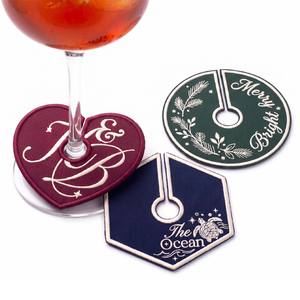 Etiquetas personalizadas bordadas para copas de vino, adornos navideños, dijes para copas de vino, para artículos de fiesta y regalos - Product Image 2
