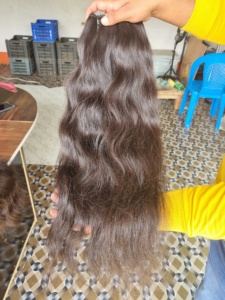 Cabello Remy de templo Natural del sur de la India, cabello humano virgen de un solo donante, recto, suave, sedoso, negro, suelto, onda profunda, Onda de agua - Product Image 5