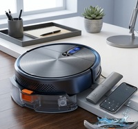 SUDEX Aspirateur robot HEPA à forte aspiration 2000Pa, fonction serpillière, contrôle WiFi via application Alexa, auto-recharge, nettoyage automatique des poils d'animaux