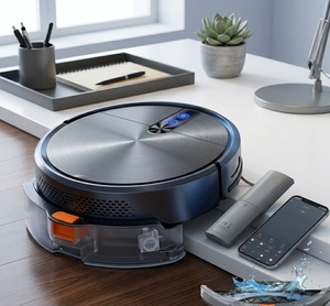 SUDEX Aspirateur robot à forte aspiration 2000Pa, fonction serpillière, contrôle WiFi via application Alexa, auto-recharge, pour poils d'animaux et sols durs - Product Image 4