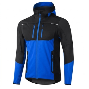 Men's Windproof Fleece <b>Jacket</b> Color Blocking Hooded Zipper Closure Sporty Style Autumn Wear Regular Fit Black <b>Lime</b> <b>Green</b> - Product Image 5