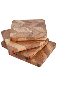 Wood Engraving Home Decoration Insulation Non-slip <b>Drink</b> <b>Coaster</b> Square Round Custom Acacia Wood <b>Coaster</b> for Tableware - Product Image 5