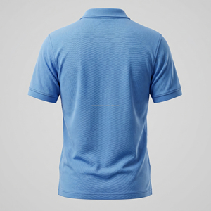 Polo homme bleu clair en piqué de coton respirant, coupe ajustée, manches courtes, pour le golf, vêtements d'été pour hommes - Product Image 2