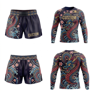Conjunto de Shorts y Rashguard Profesionales para Boxeo, Sublimación Personalizada, Spandex/Poliéster, Transpirable, Ropa de Entrenamiento sin Costuras - Product Image 3