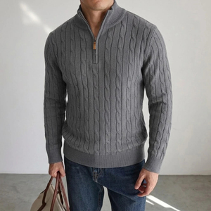 Suéter de punto trenzado para hombre con media cremallera, cuello alto informal, jersey de punto, cárdigan cálido de invierno, chaqueta, abrigo para hombre - Product Image 4
