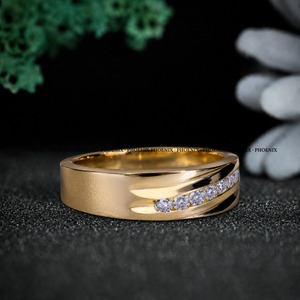 Anillo de Compromiso y Boda para Mujer, Oro Amarillo Phoenix, Plata 925, Moissanita con Engaste de Puntas, Diseño Geométrico Minimalista - Product Image 5