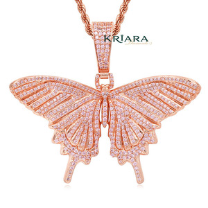 Colgante de Mariposa de Plata 925 con Baño de Oro Rosa de 18K, Cristal y Diamantes de Imitación, Estilo Hip Hop, Unisex, para Uso Diario, de Lujo - Product Image 5