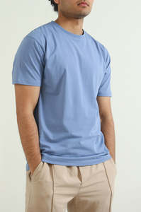 <b>Men</b> Regular Fit O-Neck Casual Jersey Knitted Top <b>Men's</b> Solid <b>Blue</b> Short Sleeve Cotton T-Shirt - Product Image 5