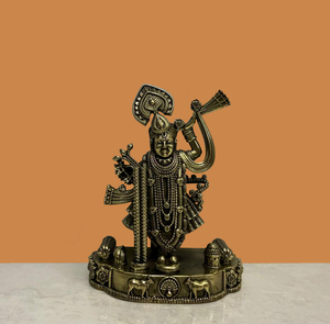 Handcrafted Brass Shree Nath Ji <b>Statue</b> | Nirmala Handicrafts Traditional Wax Casting Srinathji Idol for Tabletop Spiritual Decor - Product Image 1