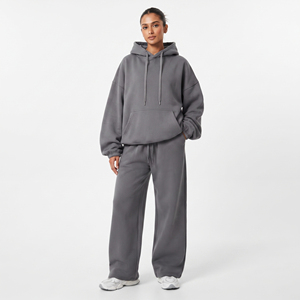 Women'<b>s</b> Baggy Hooded Fleece <b>Tracksuit</b> Loose Fit Oversize Drop Shoulder 500g GSM Winter Streetwear 2 in 1 Design - Product Image 6
