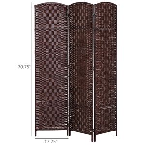 "6FT Tall Brown Lightweight Portable Laser Cut Wicker & Metal <b>Folding</b> Privacy <b>Screen</b> for Bedroom Art Style" - Product Image 3