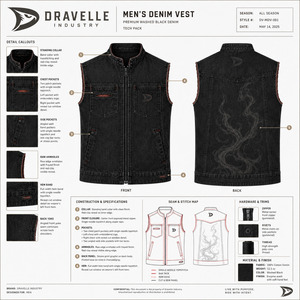Gilet en jean sans manches à fermeture éclair, logo personnalisé, noir délavé, pour homme – Vêtement streetwear et workwear premium - Product Image 6