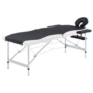 Cama de Masaje Plegable de Aluminio de 2 Zonas, Negra y Blanca, con Diseño Confortable - Product Image 1