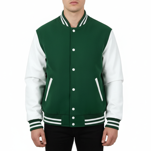 Chaqueta Bomber Varsity para Hombre, Tejido de Algodón y Lana de Primera Calidad, Cálida, Cómoda y Duradera, Ropa de Invierno, Moda Casual Urbana - Product Image 1