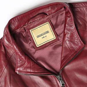 CLASSIC INVENTORS Veste pour homme en cuir véritable bordeaux, coupe ajustée, col montant, fermeture éclair, imperméable, respirante, coupe-vent - Product Image 6