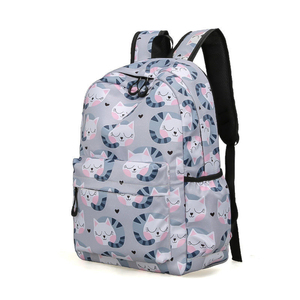 Sac à dos en polyester pour femme avec imprimé graphique coloré, fermeture éclair, sac d'école, sac de voyage mignon à motif de dessin animé, vente en gros OEM, multi-designs - Product Image 2
