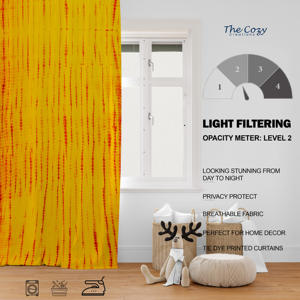 Cortinas de Algodón Indio con Estampado Floral Shibori Hecho a Mano, Estilo Étnico Bohemio, Ecológicas, con Bolsillos para Varillas, para Ventanas del Hogar - Product Image 6