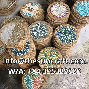 Ensemble cadeau de sets de table en rotin avec incrustations de coquillages, tapis tissé au Vietnam pour la fête des mères - Product Image 4