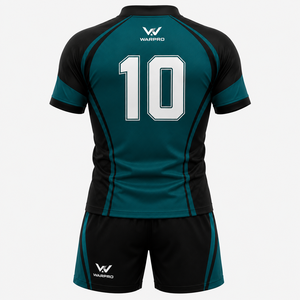 WARPRO Men's Rugby Jersey Set Short Sleeve Mandarin Collar Moisture Wicking <b>Athletic</b> Fit All Seasons Team Uniform - Product Image 2