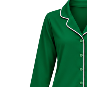   Conjunto de Pijama con Hojas de Hiedra Verdes para Mujer, con Bordado de Escudo Griego, Camiseta de Manga Larga con Botones y Pantalones de Pijama de Corte Holgado - Product Image 6