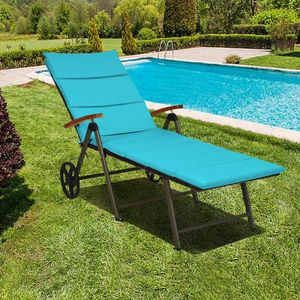 Silla Reclinable Plegable de Mimbre para Exteriores con Marco de Aluminio, Cómoda Silla de Playa Tipo Chaise Longue - Product Image 4