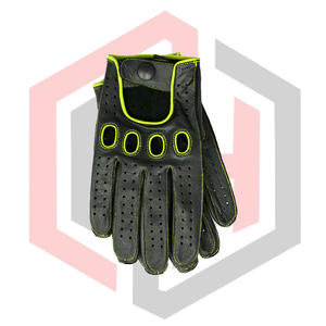 Gants de conduite en cuir noirs fluorescents antidérapants respirants antistatiques anti-coupure sans silicone pour conducteurs hommes femmes réglables - Product Image 3