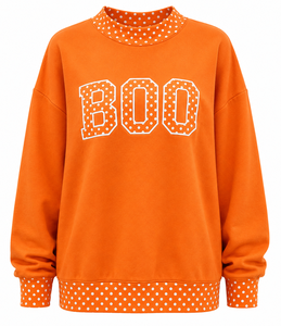 Pull à col montant pour femme, style universitaire, avec broderie à pois et lettres personnalisées, en molleton bouclette, pour le spirit scolaire preppy - Product Image 4