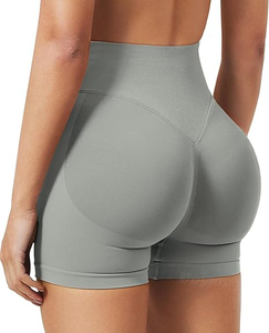 Women Breathable Hot Biker Shorts with Pockets Mid Waist <b>Tummy</b> <b>Control</b> 100% Cotton Workout Yoga Athletic Gym OEM Service - Product Image 4