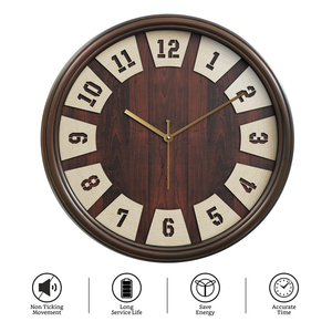 Horloge murale moderne avec base en bois, cadran élégant et mouvement silencieux pour la décoration de la maison ou du bureau - Product Image 2