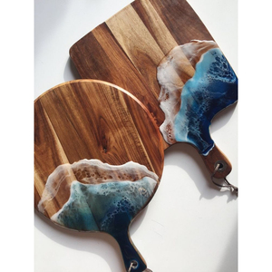 Unique Ocean Wave Epoxy Resin Wood Cutting Board Durable Handcrafted <b>Kitchenware</b> & Customizable Logo Charcuterie Cheese Board - Product Image 4