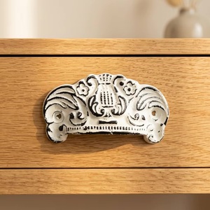 Traditional <b>Ceramic</b> Industrial Drawer Handle Flat Shape White Distressed Design for Dresser Cabinet Living Room Furniture - Product Image 5