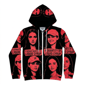 Sudadera con Capucha Unisex, Corte Holgado, Diseño ODM con Estampado Rojo y Negro en la Parte Delantera, con Diseño de Caras de Mujeres con Ideas Visionarias y un Futuro Distintivo, Ropa Casual de Invierno - Product Image 2