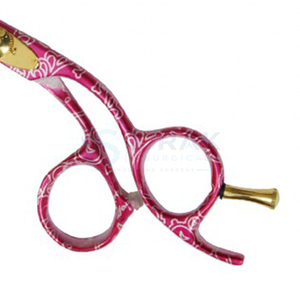 Ciseaux à cheveux professionnels roses à motifs en acier inoxydable, pointe acérée, pour droitiers, manche long, outils de salon - Product Image 3