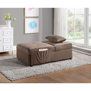 1pc <b>Brown</b> Velvet Tufted Modern Lift Top Storage Bench Solid Wood <b>Sofa</b> <b>Bed</b> with Pull Out Feature Home Furniture - Product Image 2