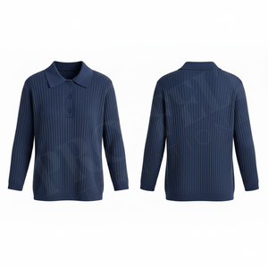 240 GSM Lightweight <b>Ribbed</b> Knit <b>Polo</b> Sweater for Women Long Sleeve Button Collar Casual Winter Soft Stretch Pullover <b>Polo</b> Shirt - Product Image 4