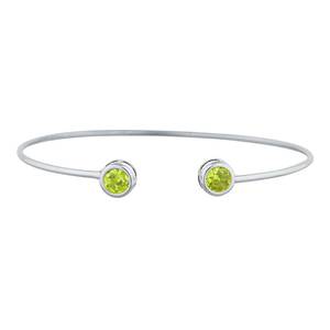 Brazalete Ajustable de Plata de Ley 925 con Peridoto de 4mm, Corte Redondo, Bañado en Oro Vermeil y Rodio, para Mujer, Personalizable al por Mayor - Product Image 2