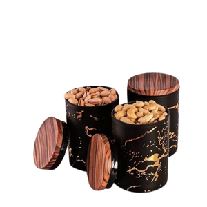 Premium Airtight Iron Tea Canister With Natural Mango Wood Lid Vintage Farmhouse Style Kitchen Storage <b>Jar</b> Moisture-Proof Box - Product Image 5