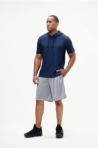 Core-Athletic Series: Pantalones cortos de baloncesto de malla de alto rendimiento en dos tonos para hombre, en negro Stealth y gris Heather - Product Image 3