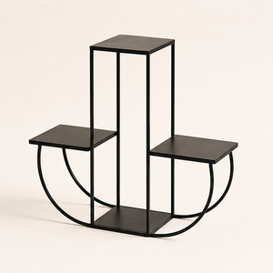 Modern 3-Tier Black Metal Plant Stand Geometric Flower <b>Pot</b> <b>Holder</b> for Indoor Living Room & Outdoor Balcony Decor In Lowest Price - Product Image 2