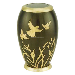 Modern American Style Flying Eagle <b>Red</b> Aluminum Urn Handcrafted Funeral Memorial Cremation <b>Vase</b> for Human Ashes Gold Accents - Product Image 3