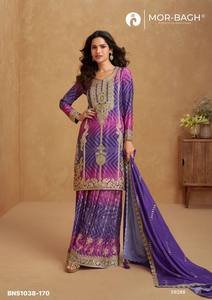 Collection Premium de Soie Chinon avec Ensemble Prêt-à-Porter Brodé Plazzo-Suit et Dupatta – Vente en Gros - Product Image 4