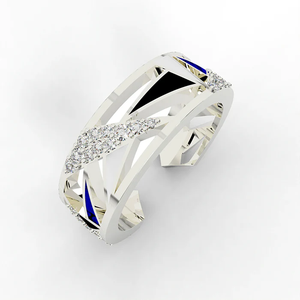 Renaissance Triangular Composition Inspired Women's Minimalist <b>Finger</b> <b>Ring</b> 18K White Rose Gold Plating Lab Created Diamonds - Product Image 5