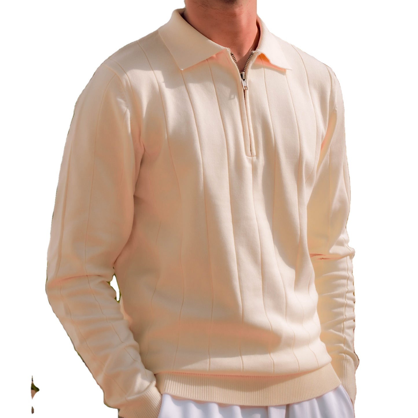 Classic Men's Knit Pullover Sweater Half Zipper Fleece Custom Logo Anti-Wrinkle Breathable Winter Spandex/Nylon 220g