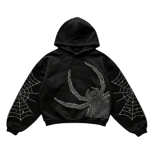 Sudadera con capucha para hombre de color sólido muy atractiva, con pedrería, antiarrugas, sostenible, suave, transpirable, a precio económico. - Product Image 6