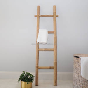 Moderno Estante para Toallas de Bambú con Diseño de Escalera, Organizador con Estilo Spa, Diseño Inclinado para Baño - Product Image 2