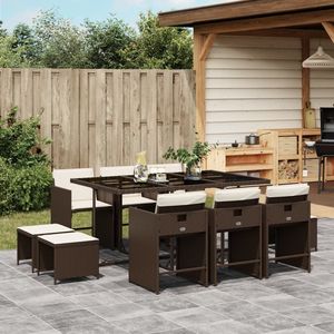 Juego de 10 Muebles de Comedor para Patio de Ratán PE Marrón, Diseño Plegable Grande - Product Image 1